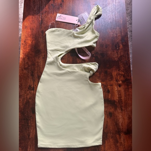OH POLLY twist cut out mini dress in green size:2 NWT - Picture 4 of 4